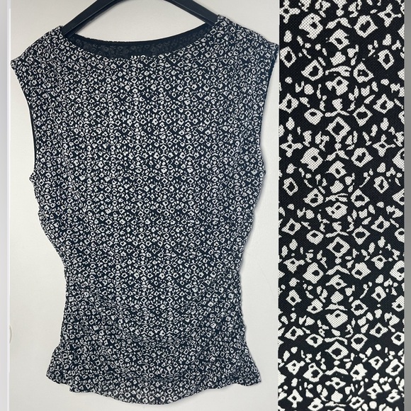 INC International Concepts Tops - INC International Concepts Black and White Printed Mesh Sleeveless Tank Size M